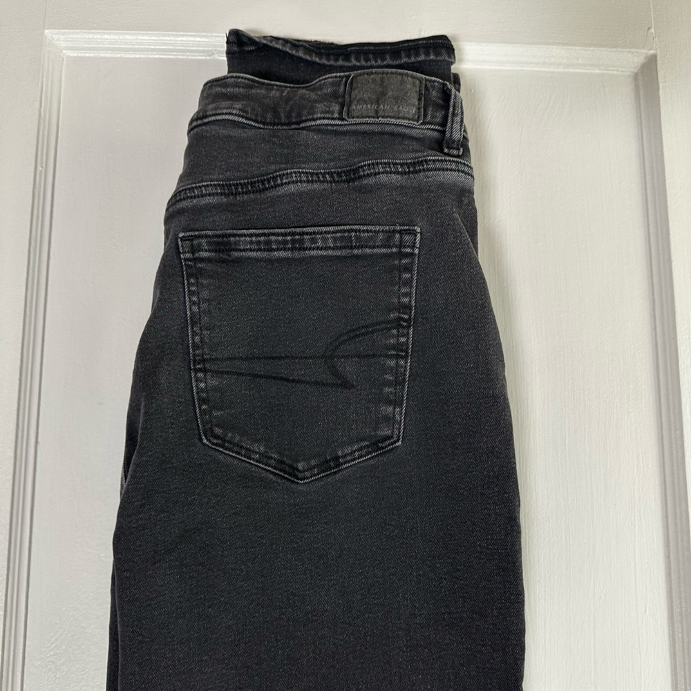 Ae women’s mom jeans washed black colour 
Worn 1-2 times, like new